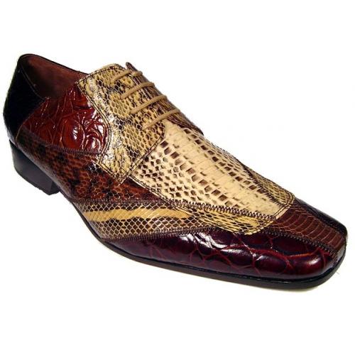 Giorgio Brutini Brown/Cognac/Cream Genuine Snake Skin Shoes 157412
